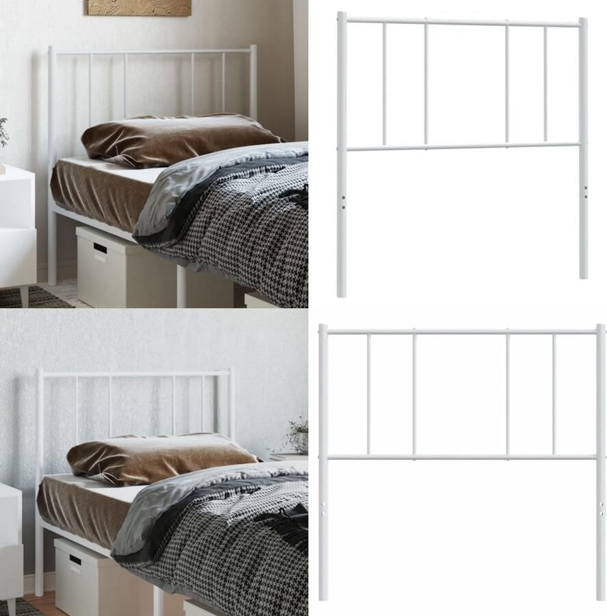 VidaXL Hoofdbord metaal wit 80 cm Hoofdbord Hoofdborden Hoofdeinde Metalen Hoofdbord