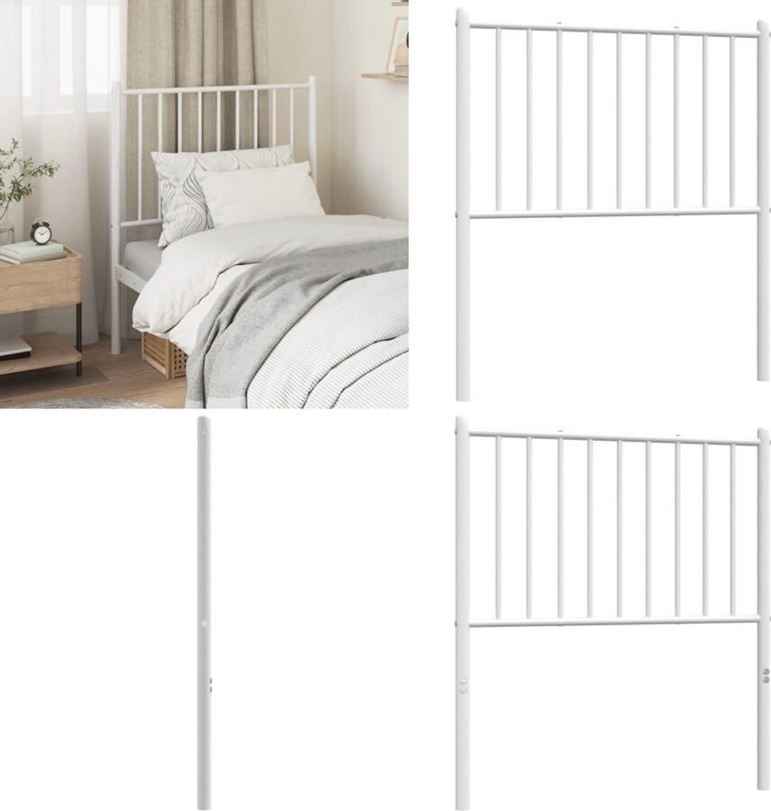 VidaXL Hoofdbord metaal wit 80 cm Hoofdbord Hoofdborden Hoofdeinde Metalen Hoofdbord