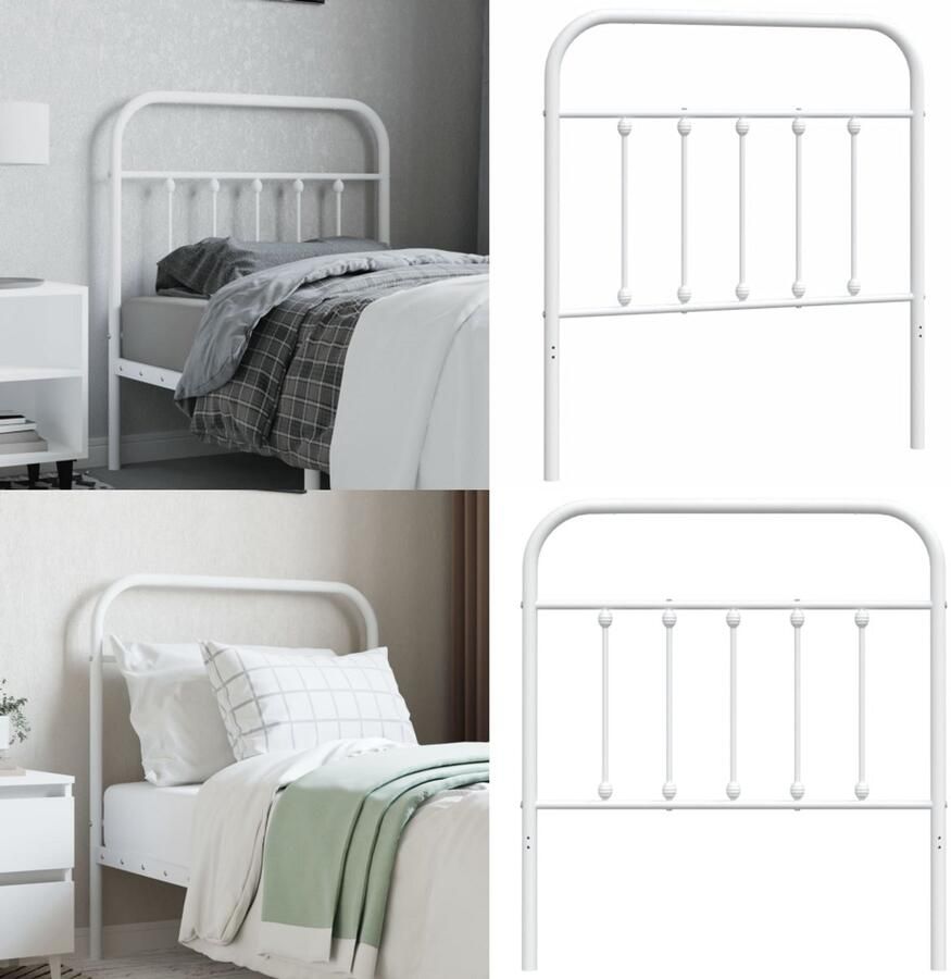 VidaXL Hoofdbord metaal wit 80 cm Hoofdbord Hoofdborden Hoofdeinde Metalen Hoofdbord