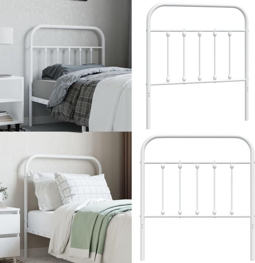 VidaXL Hoofdbord metaal wit 90 cm Hoofdbord Hoofdborden Hoofdeinde Metalen Hoofdbord