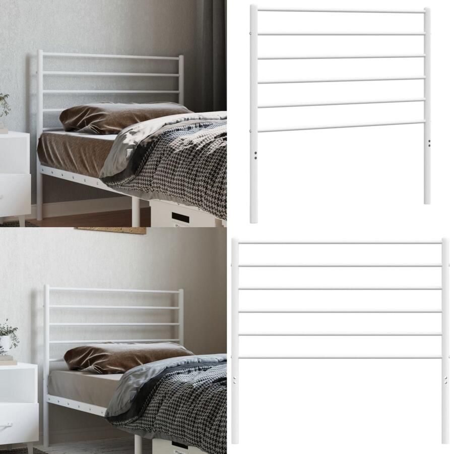 VidaXL Hoofdbord metaal wit 90 cm Hoofdbord Hoofdborden Hoofdeinde Metalen Hoofdbord