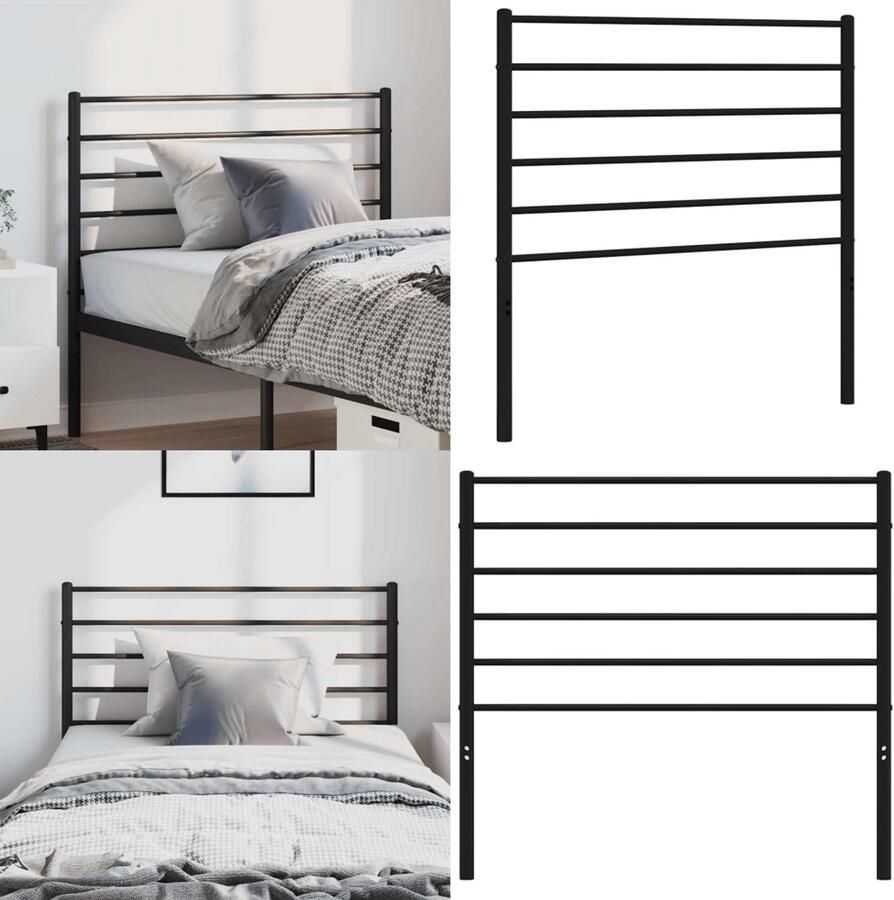 VidaXL Hoofdbord metaal zwart 100 cm Hoofdbord Hoofdborden Hoofdeinde Metalen Hoofdbord
