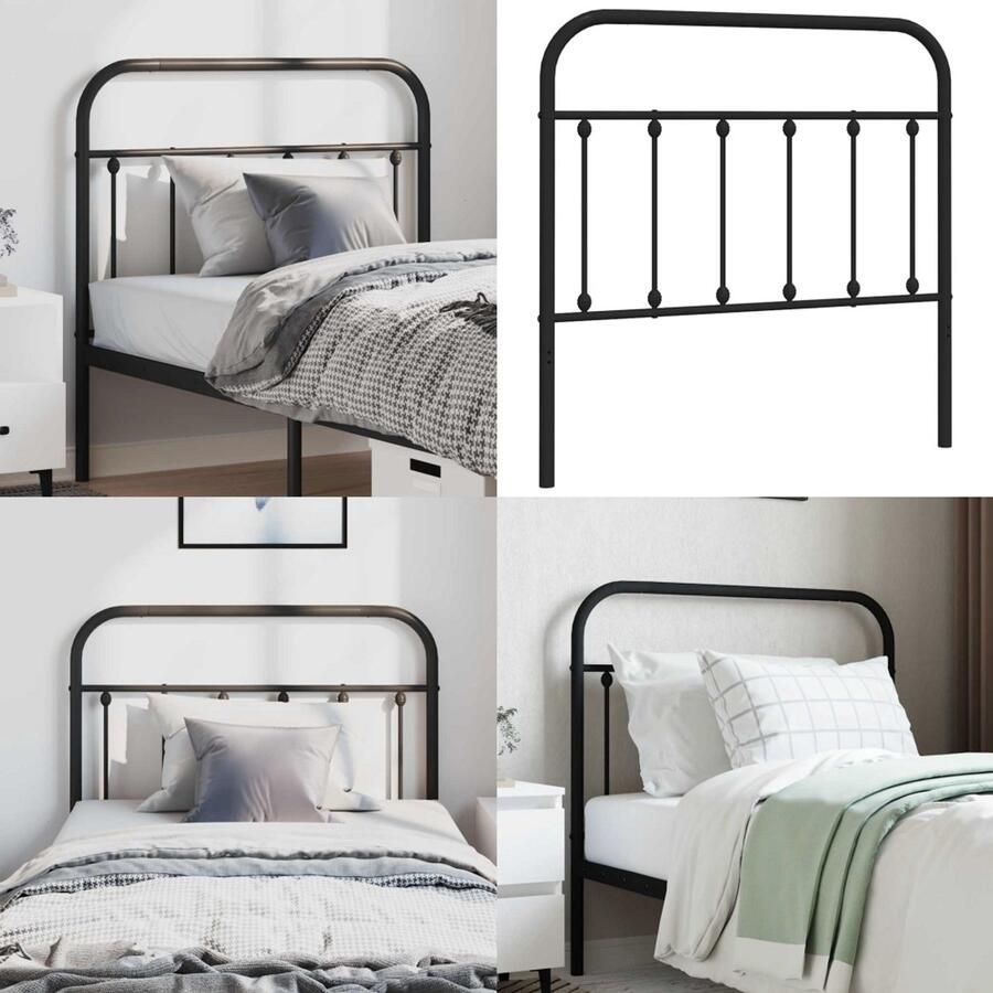 VidaXL Hoofdbord metaal zwart 100 cm Hoofdbord Hoofdborden Hoofdeinde Metalen Hoofdbord