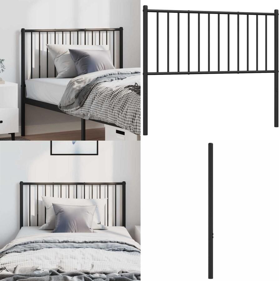 VidaXL Hoofdbord metaal zwart 100 cm Hoofdbord Hoofdborden Hoofdeinde Metalen Hoofdbord