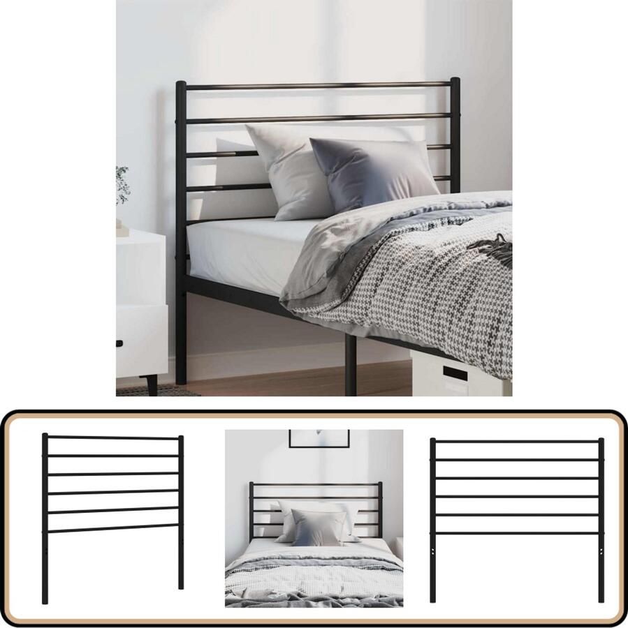 VidaXL Hoofdbord Metaal Zwart 100 cm Modern Design Hoofdbord Zwarte Hoofdbord Metalen Hoofdbord Robuust Hoofdbord Beddecoratie