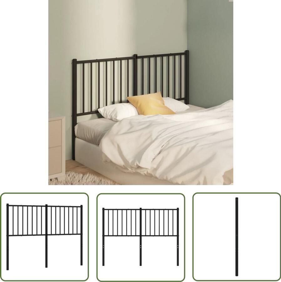 VidaXL Hoofdbord Metaal Zwart 120 cm Hoofd Bord Hoofdkussen Metalen Hoofdbord Zwart Hoofdbord Beddecoratie Slaapkamer Decoratie