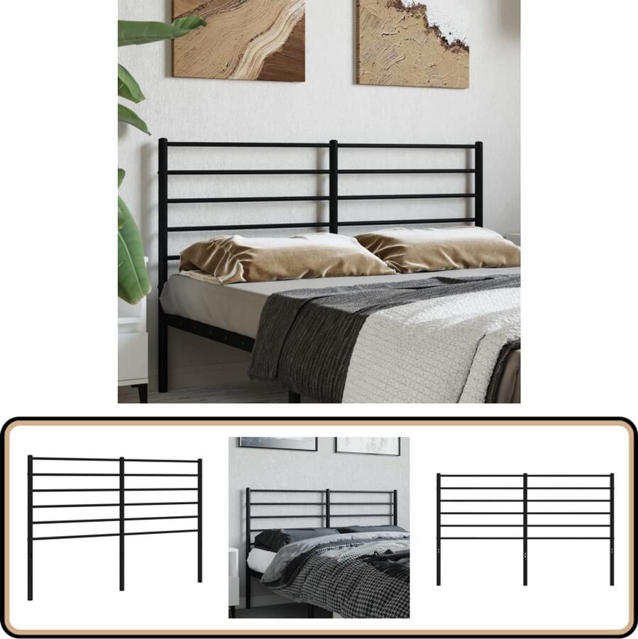 VidaXL Hoofdbord Metaal Zwart 120 cm Hoofdbord Hoofdboard Metalen Hoofdbord Zwart Hoofdbord Beddecoratie Slaapkamerstijl Comfortabel Hoofdbord Moderne Hoofdbord