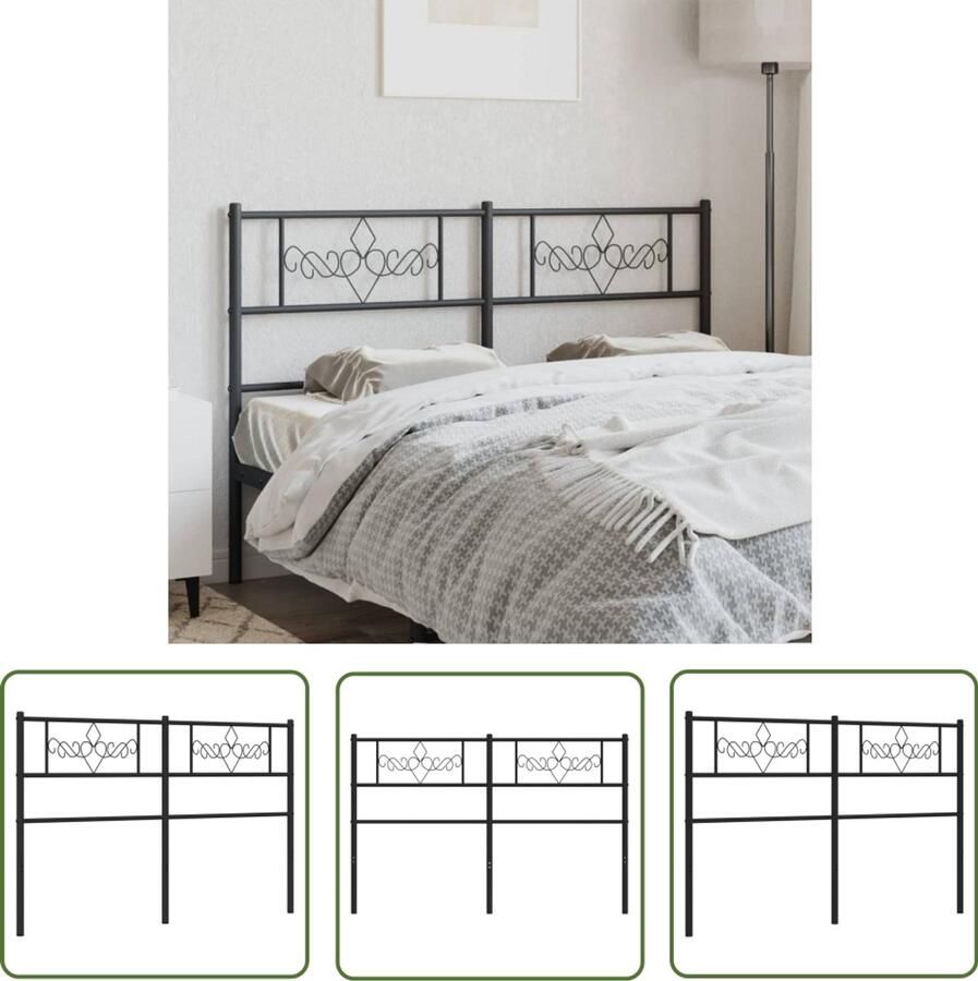 VidaXL Hoofdbord Metaal Zwart 120 cm Hoofdbord Hoofddekking Beddecoratie Staal Zwart