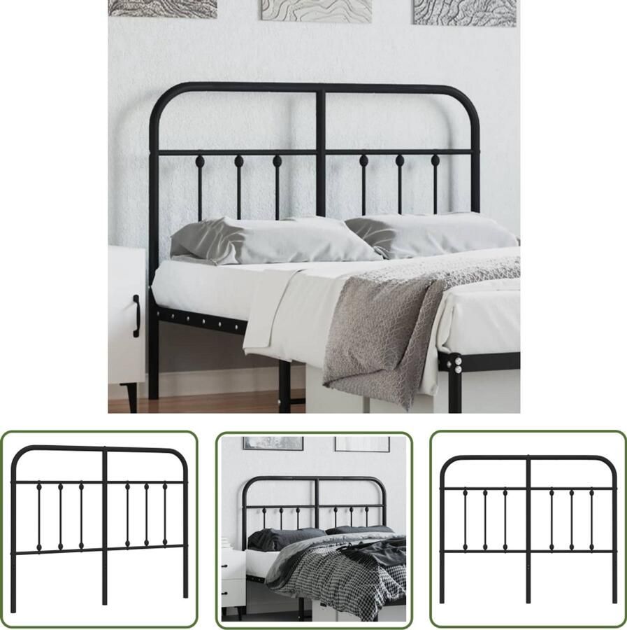 VidaXL Hoofdbord Metaal Zwart 120 cm Hoofdbord Klassiek Hoofdbord Staal Hoofdbord Zwarte Hoofdbord 120 Cm Beddecoratie Slaapkamers