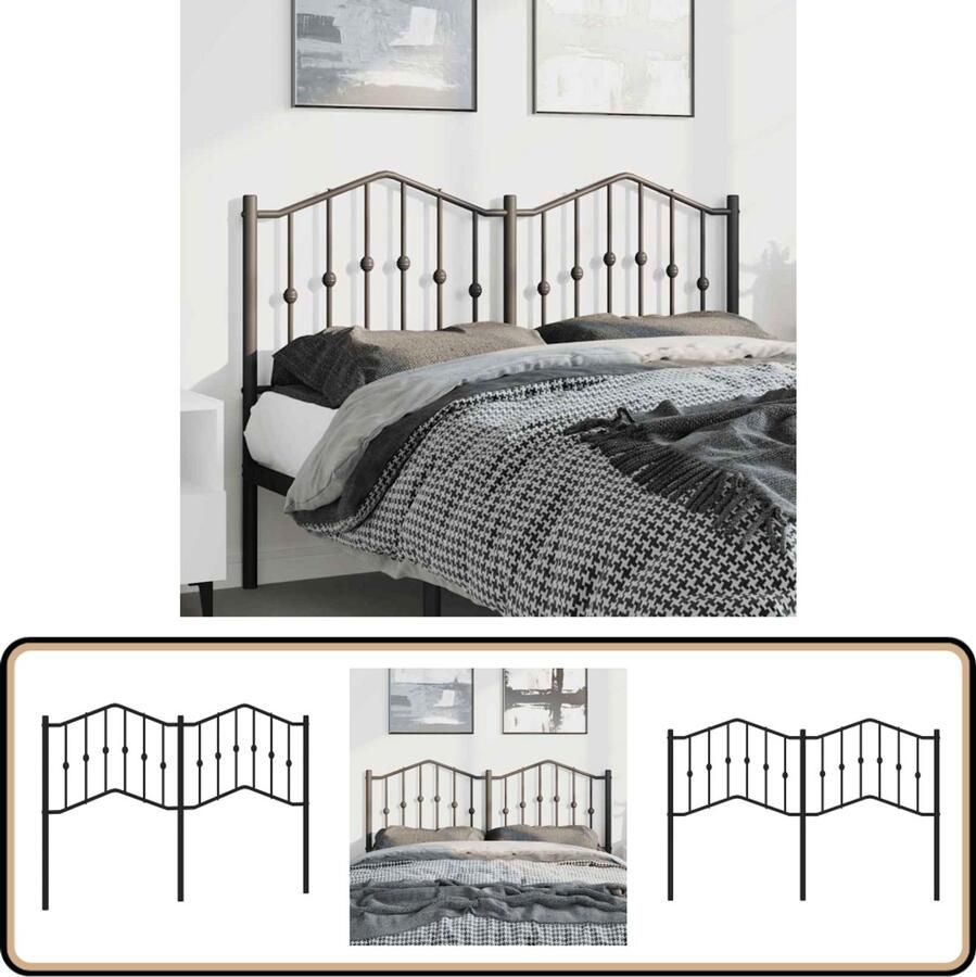 VidaXL Hoofdbord Metaal Zwart 135 cm Hoofdbord Hoofdborden Hoofdeinde Metalen Hoofdbord
