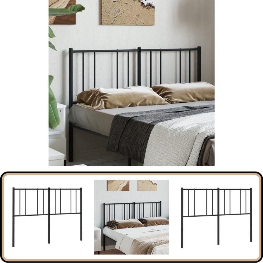 VidaXL Hoofdbord metaal zwart 140 cm Hoofdbord Hoofddekking Bed Accessoires Metalen Hoofdbord Zwart Hoofdbord Slaapkamersdecoratie Comfortabel Hoofdbord