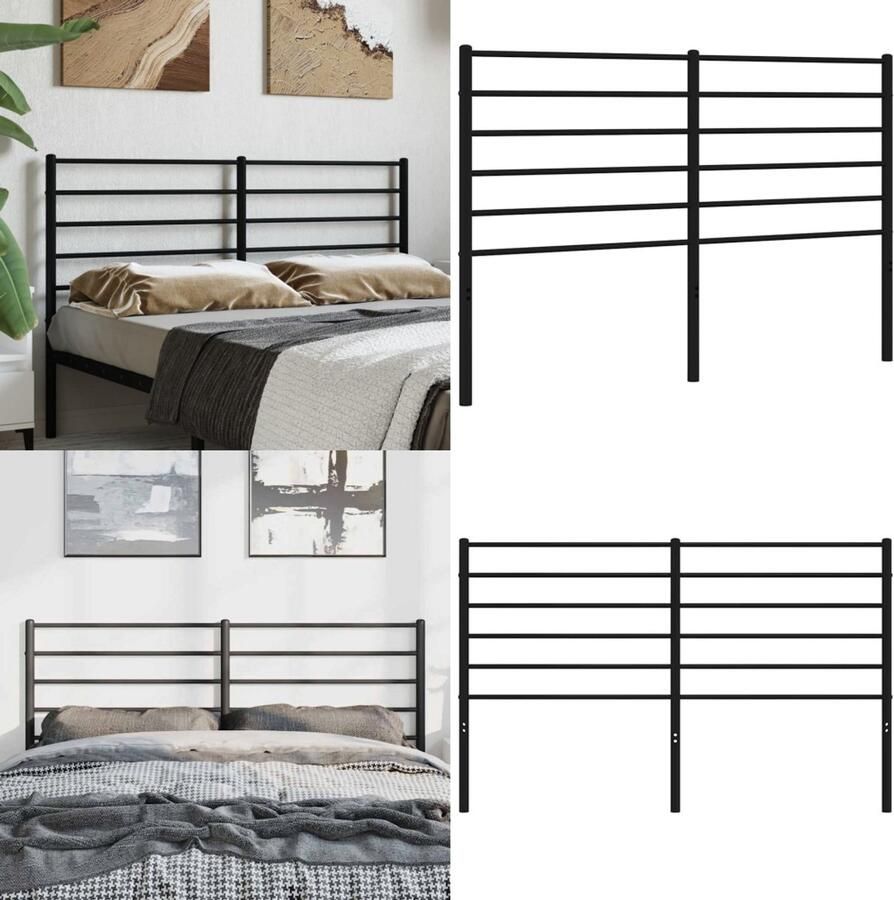 VidaXL Hoofdbord metaal zwart 150 cm Hoofdbord Hoofdborden Hoofdeinde Metalen Hoofdbord