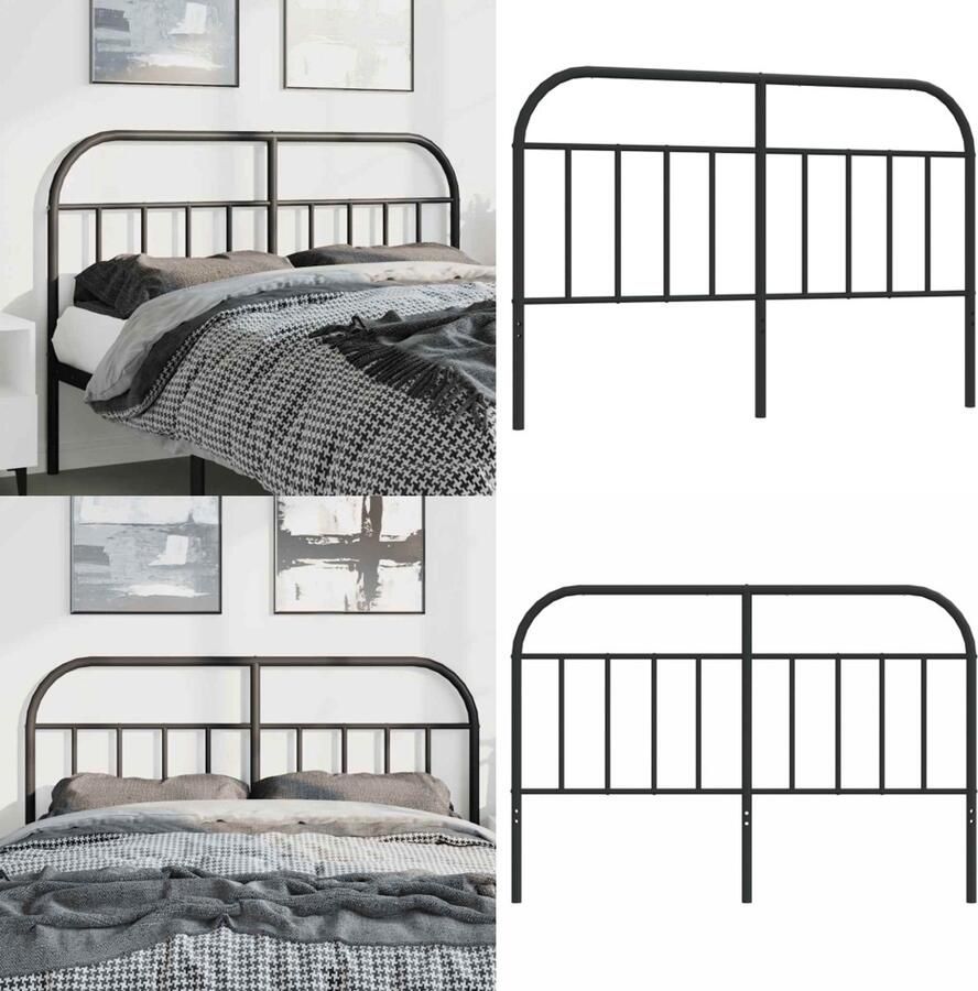 VidaXL Hoofdbord metaal zwart 150 cm Hoofdbord Hoofdborden Hoofdeinde Metalen Hoofdbord