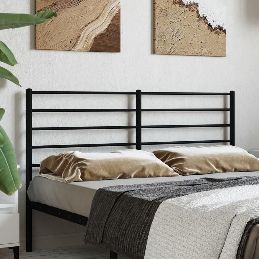 VidaXL Hoofdbord Metaal Zwart 150 cm Hoofdbord Hoofddekking Bed Frame Klassiek Design Zwarte Kleur Metalen Constructie Robuust Stevig Comfortabel - Foto 2