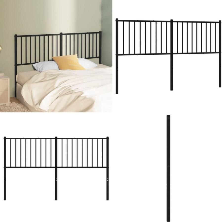 VidaXL Hoofdbord metaal zwart 160 cm Hoofdbord Hoofdborden Hoofdeinde Metalen Hoofdbord