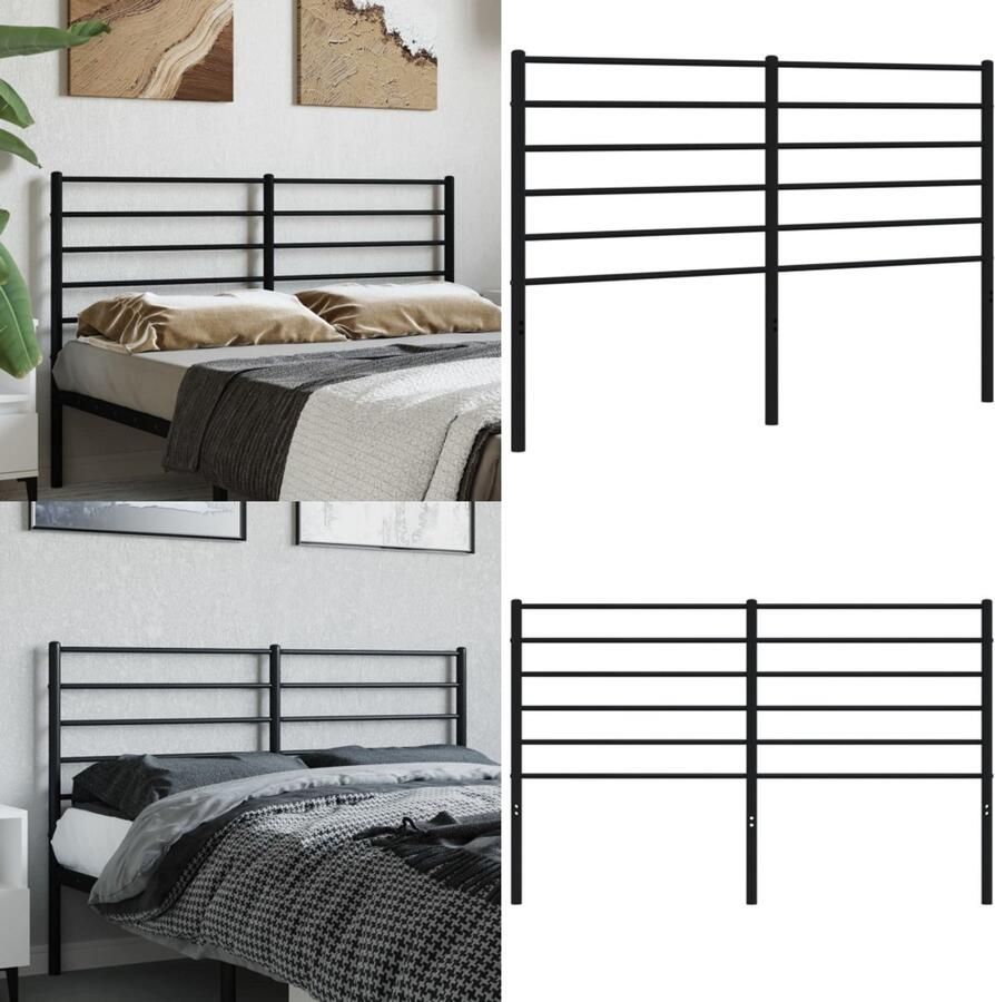 VidaXL Hoofdbord metaal zwart 160 cm Hoofdbord Hoofdborden Hoofdeinde Metalen Hoofdbord