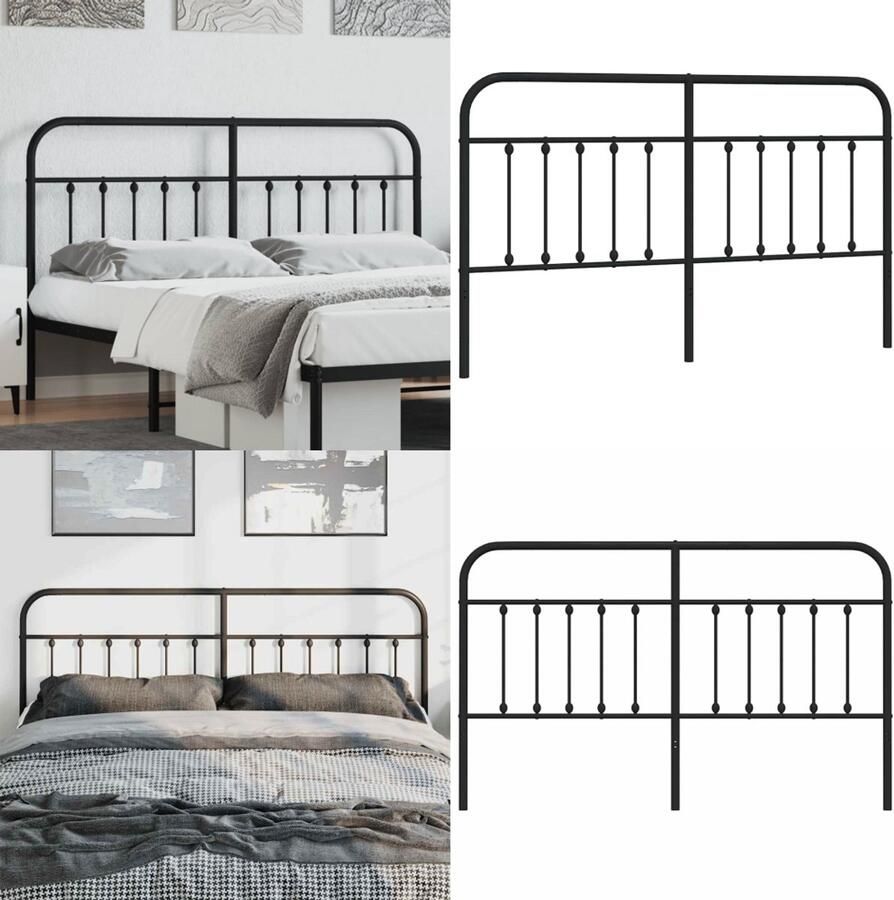 VidaXL Hoofdbord metaal zwart 180 cm Hoofdbord Hoofdborden Hoofdeinde Metalen Hoofdbord