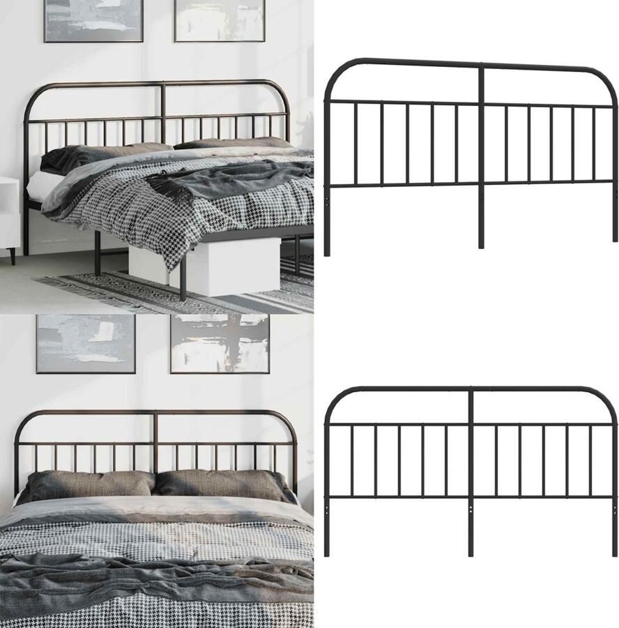 VidaXL Hoofdbord metaal zwart 180 cm Hoofdbord Hoofdborden Hoofdeinde Metalen Hoofdbord