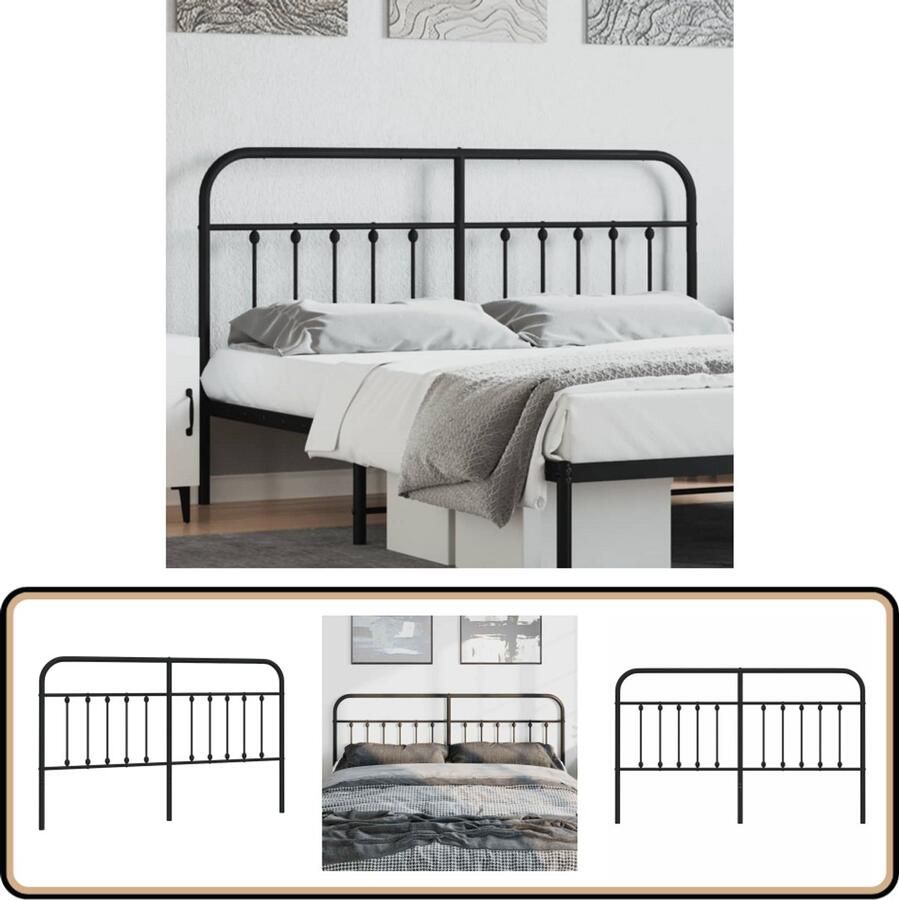 VidaXL Hoofdbord Metaal Zwart 180 cm Hoofdbord Hoofddekens Beddecoratie Slaapkamers Zwarte Meubels Stalen Hoofdborden Robuust Hoofdbord Modern Hoofdbord Comfortabel Hoofdbord Luxe Hoofdbord