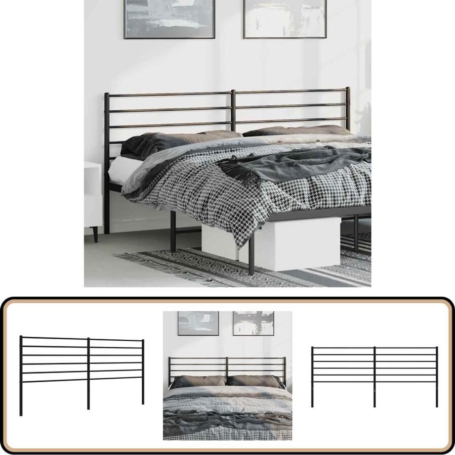 VidaXL Hoofdbord metaal zwart 193 cm Hoofdbord Bedding Hoofdboard Slaapkamervloerisolator Klassiek Hoofdbord Metalen Hoofdbord Zwart Hoofdbord