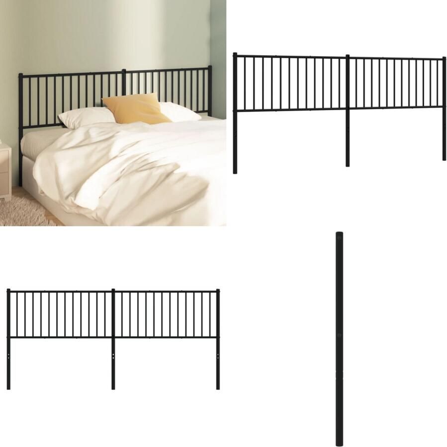 VidaXL Vervangend hoofdbord metaal zwart 193 cm - Foto 6