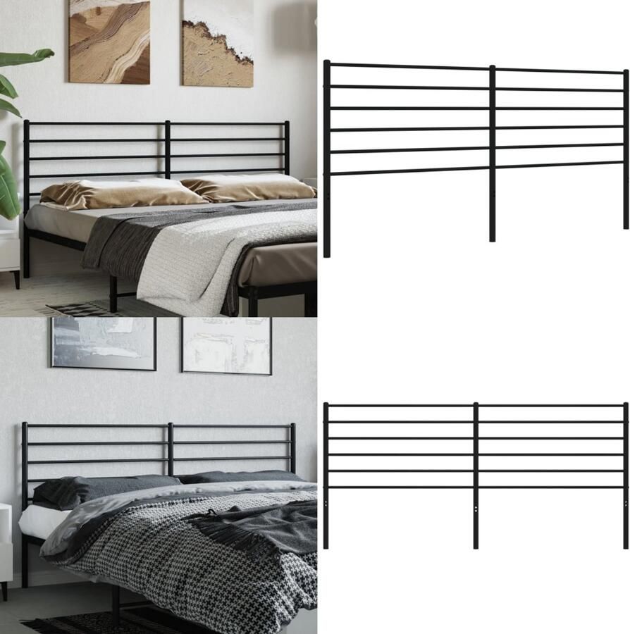 VidaXL Hoofdbord metaal zwart 200 cm Hoofdbord Hoofdborden Hoofdeinde Metalen Hoofdbord