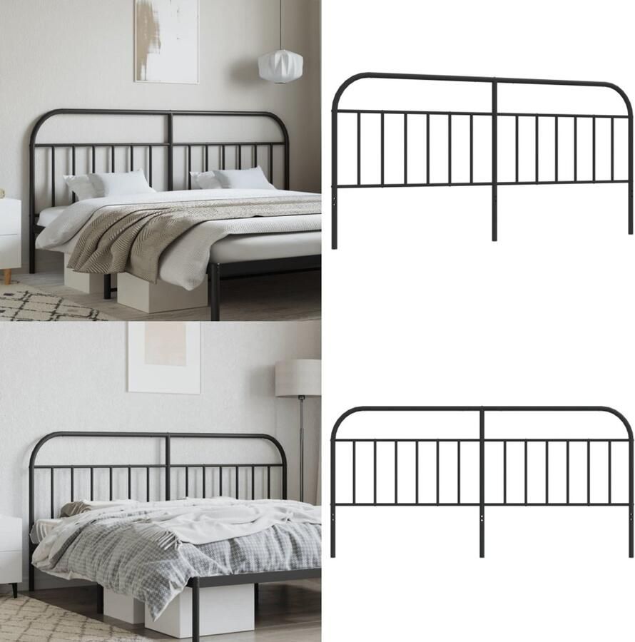 VidaXL Hoofdbord metaal zwart 200 cm Hoofdbord Hoofdborden Hoofdeinde Metalen Hoofdbord