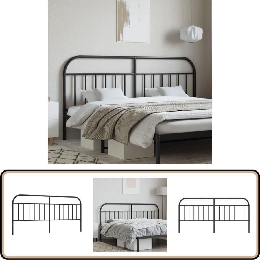 VidaXL Hoofdbord Metaal Zwart 200 cm Hoofdbord Hoofddekking Beddecoratie Zwarte Hoofdbord Stalen Hoofdbord Moderne Hoofdbord Minimalistisch Hoofdbord Comfortabel Hoofdbord