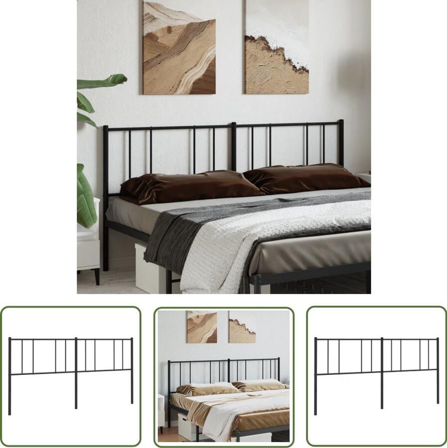 VidaXL Hoofdbord metaal zwart 200 cm Hoofdbord Hoofddekking Metalen Hoofdbord Slaap Accessoires Bedroom Decoratie Zware Hoofdbord