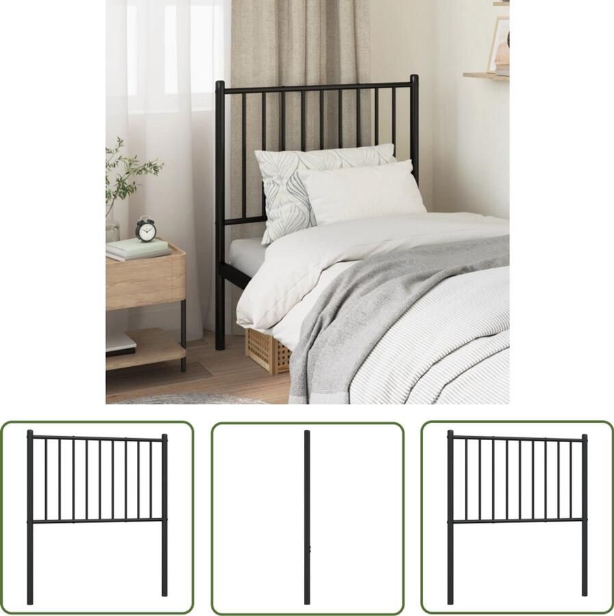 VidaXL Hoofdbord Metaal Zwart 75 cm Hoofd Bord Retro Hoofdbord Staal Hoofdbord Zwart Beddecoratie Vintage Hoofdbord Industriële Hoofdbord