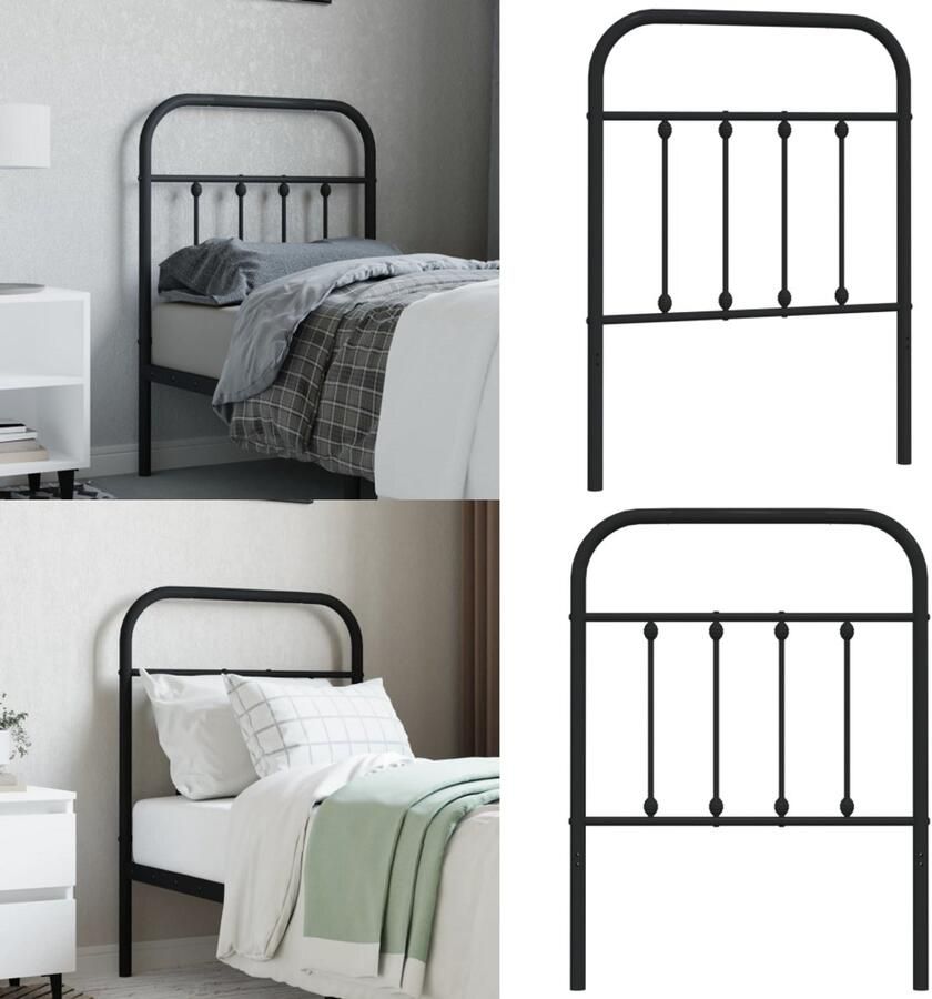 VidaXL Hoofdbord metaal zwart 75 cm Hoofdbord Hoofdborden Hoofdeinde Metalen Hoofdbord