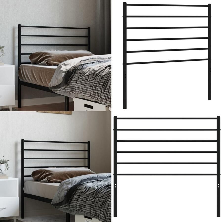 VidaXL Hoofdbord metaal zwart 75 cm - Foto 2