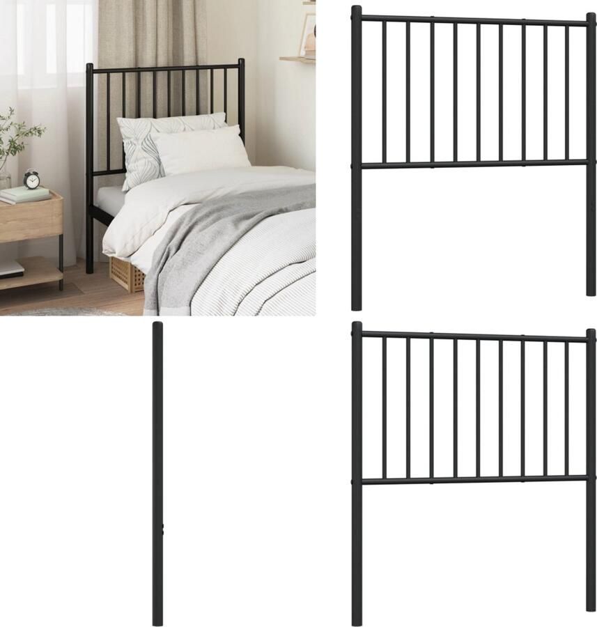 VidaXL Hoofdbord metaal zwart 75 cm Hoofdbord Hoofdborden Hoofdeinde Metalen Hoofdbord