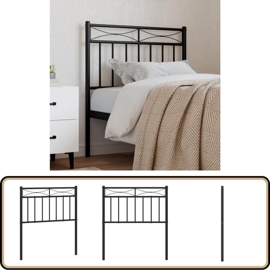 VidaXL Hoofdbord Metaal Zwart 75 cm Hoofdbord Hoofddekking Beddecoratie Metalen Hoofdbord Zwarte Hoofdbord Slaapkamers Bedroom Decor Luxe Bed Comfortabel Bed Leeshoek Tv Hoek
