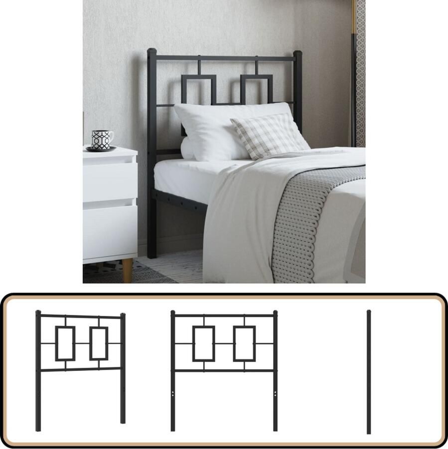 VidaXL Hoofdbord Metaal Zwart 75 cm Hoofdbord Metalen Hoofdbord Zwarte Hoofdbord 75 Cm Hoofdbord Modern