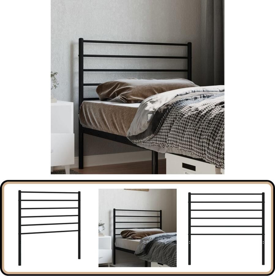 VidaXL Hoofdbord metaal zwart 80 cm Hoofdbord Hoofdboard Beddecoratie Slaapkamervloerisolator Metalen Hoofdbord Zwart Hoofdbord Comfortabel Hoofdbord