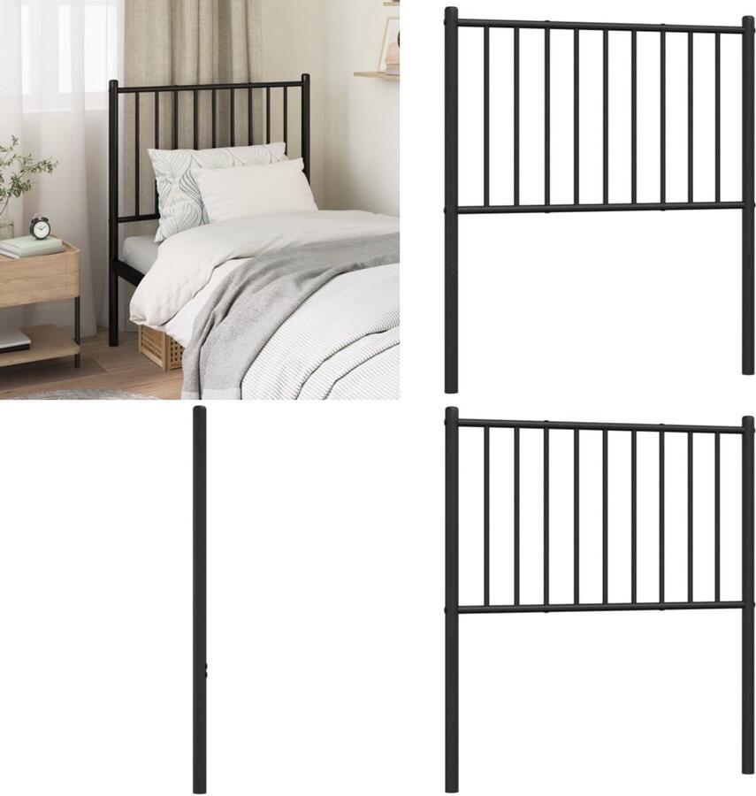 VidaXL Hoofdbord metaal zwart 80 cm Hoofdbord Hoofdborden Hoofdeinde Metalen Hoofdbord