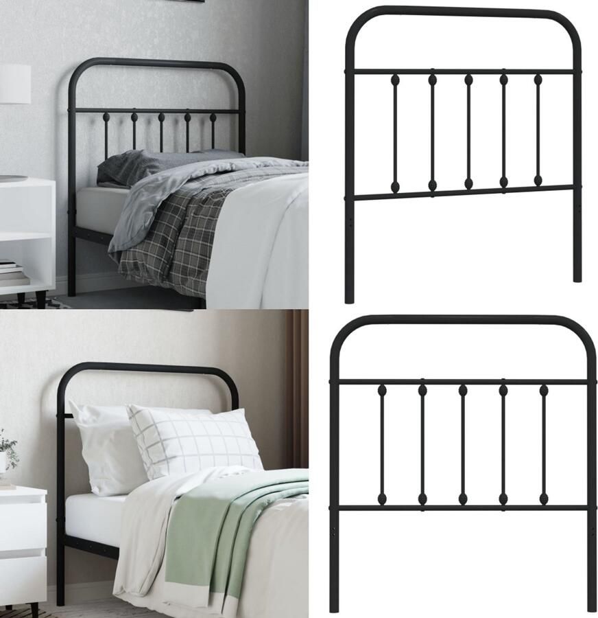VidaXL Hoofdbord metaal zwart 80 cm Hoofdbord Hoofdborden Hoofdeinde Metalen Hoofdbord