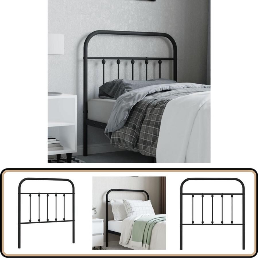 VidaXL Hoofdbord Metaal Zwart 80 cm Hoofdbord Slaapkamers Bed Accessoires Metalen Hoofdbord Zwart Hoofdbord Vintage Hoofdbord Modern Hoofdbord