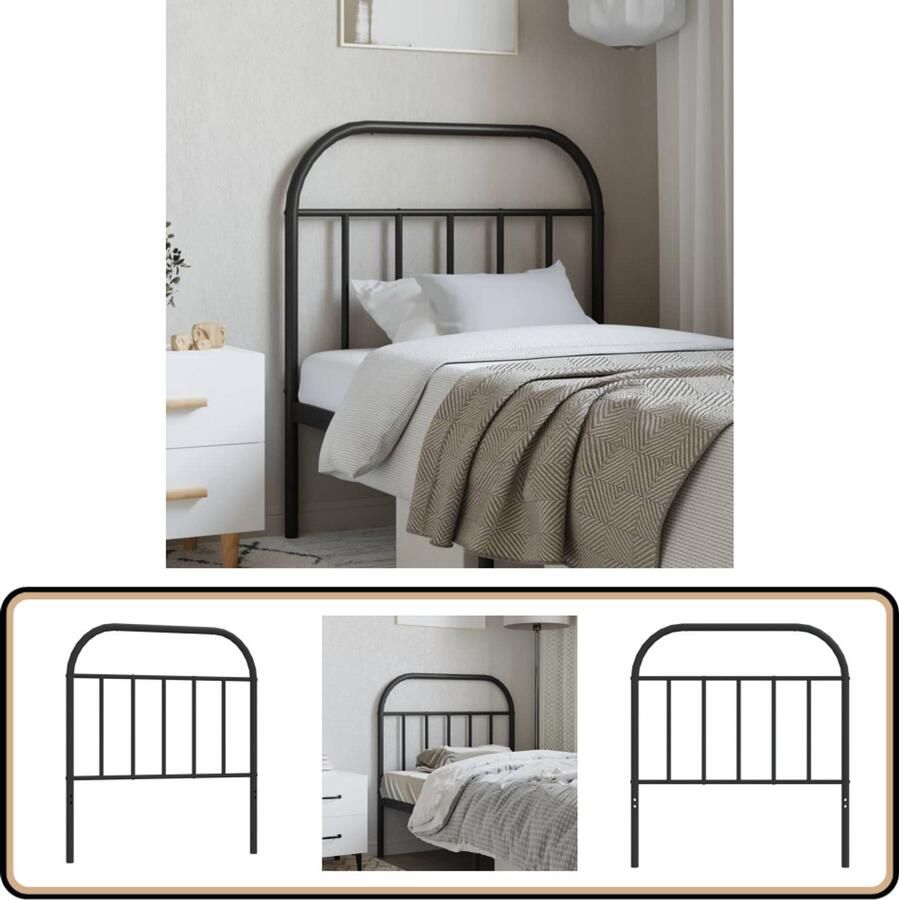 VidaXL Hoofdbord Metaal Zwart 90 cm Hoofdbord Hoofdbed Metalen Hoofdbord Zwarte Hoofdbord Slaapkamers