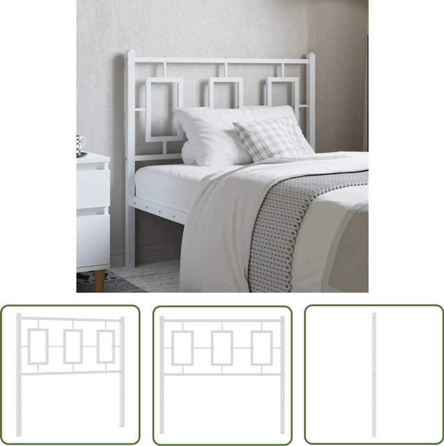 VidaXL Hoofdbord Metalen Design 90 cm Wit Hoofdbord Hoofdbekleding Beddecoratie Metalen Hoofdbord Wit