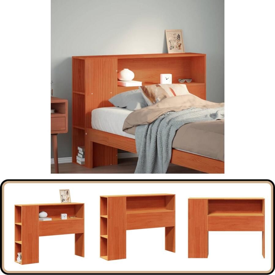 VidaXL Hoofdbord Opbergruimte 100 cm Grenenhout Hoofd Bord Houten Hoofdbord Met Opbergvak Slaap Kamer Meubels Grenen Hout