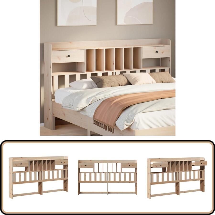 VidaXL Hoofdbord Opbergruimte 200 cm Grenenhout Hoofdbord Beddecoratie Hoofdkussen Slaapkamerinrichting Houten Hoofdbord