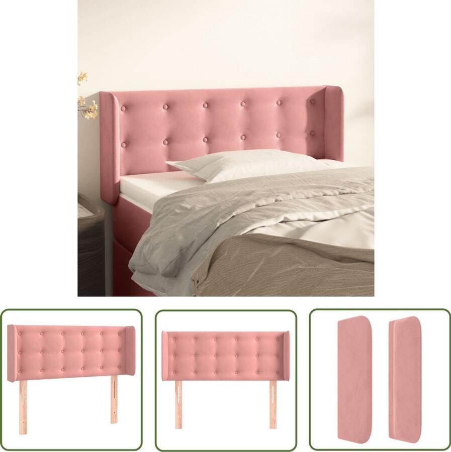 VidaXL Hoofdbord Roze Fluweel 103x16x78 88 cm Klassieke Hoofdbord Velvet Hoofdbord Roze Hoofdbord Met Oren Adjustable Hoofdbord Bedhoofd Bedroom Decor - Foto 2