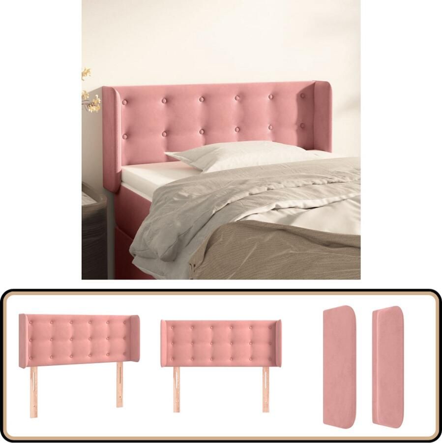 VidaXL Hoofdbord Roze Fluweel 103x16x78 88 cm Klassieke Hoofdbord Velvet Hoofdbord Roze Hoofdbord Met Oren Adjustable Hoofdbord Bedhoofd Bedroom Decor