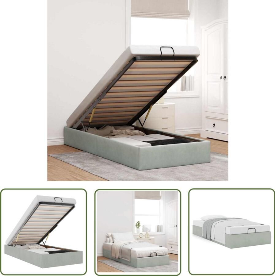 VidaXL Hoofdbord Slaapcomfort Bedframe zonder matras 90x190 cm fluweel lichtgrijs Bed Frame Tweepersoonsbed Boxspring Alternatief