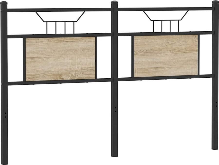 VidaXL Hoofdbord Sonoma 140 cm spaanplaat en staal eikenkleurig