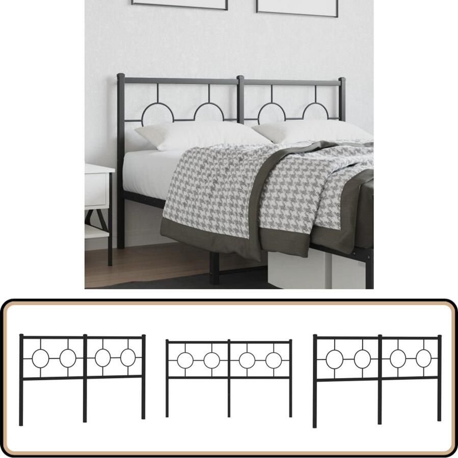 VidaXL Hoofdbord Staal 135 cm Zwart Hoofdbord Hoofd Bord Beddecoratie Slaapkamerstijl Metalen Hoofdbord