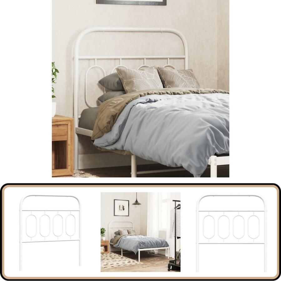 VidaXL Hoofdbord Staal 80 cm Wit Hoofdbord Hoofdborden Hoofdeinde Metalen Hoofdbord