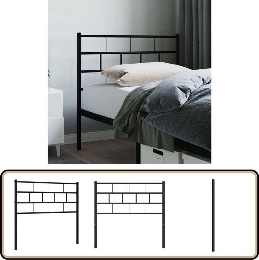 VidaXL Hoofdbord Staal 80 cm Zwart Hoofdbord Hoofdbed Slaapkamers Beddecoratie Zwarte Meubels Stalen Hoofdbord Modern Hoofdbord Klassiek Hoofdbord Comfortabel Hoofdbord Leeshoek Tv Hoek
